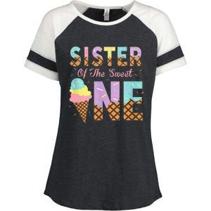 Sister Of The Sweet One Ice Cream 1st First Birthday Family Enza Ladies Jersey Colorblock Tee