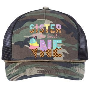 Sister Of The Sweet One Ice Cream 1st First Birthday Family Retro Rope Trucker Hat Cap