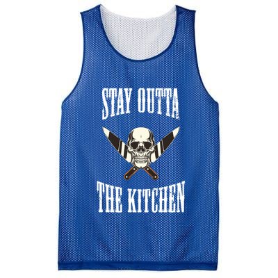 Stay Outta The Kitchen Cook Chef Cooking Skull Design Great Gift Mesh Reversible Basketball Jersey Tank