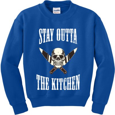 Stay Outta The Kitchen Cook Chef Cooking Skull Design Great Gift Kids Sweatshirt