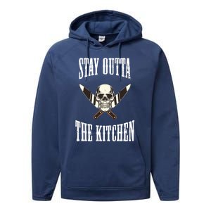 Stay Outta The Kitchen Cook Chef Cooking Skull Design Great Gift Performance Fleece Hoodie