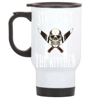 Stay Outta The Kitchen Cook Chef Cooking Skull Design Great Gift Stainless Steel Travel Mug