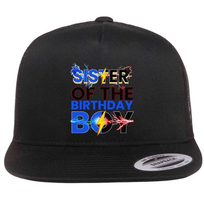 Sister Of The Birthday Boy Hedgehog Family Party Decorations Flat Bill Trucker Hat