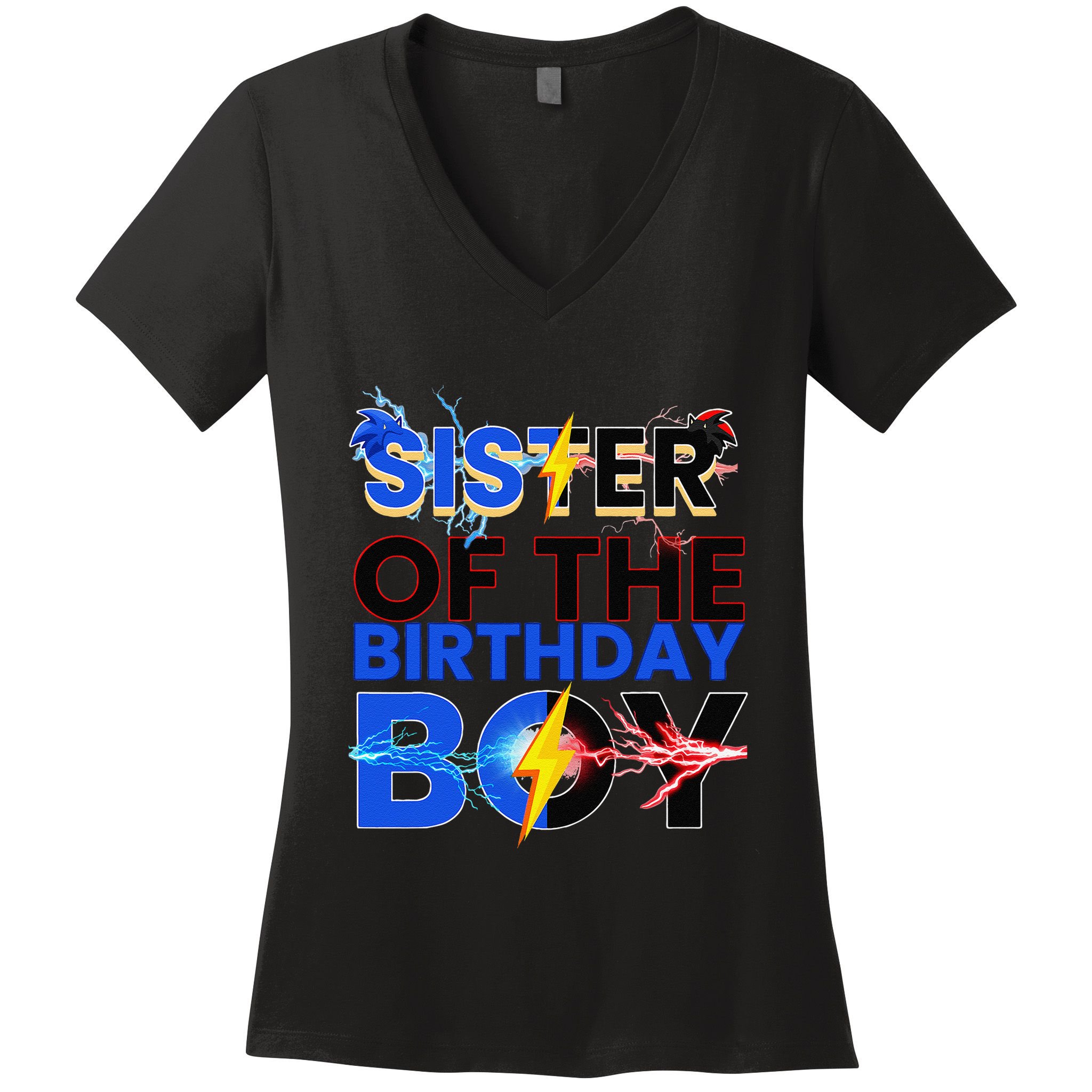 Sister Of The Birthday Boy Hedgehog Family Party Decorations Women's V-Neck T-Shirt