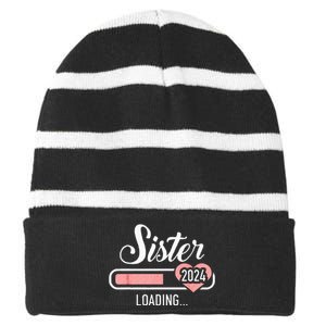 Sister Of The Birthday Cowboy Western Birthday Matching Striped Beanie with Solid Band