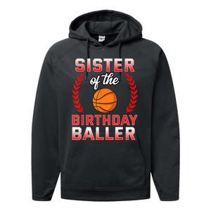 Sister Of The Birthday Boy Basketball Bday Celebration Performance Fleece Hoodie