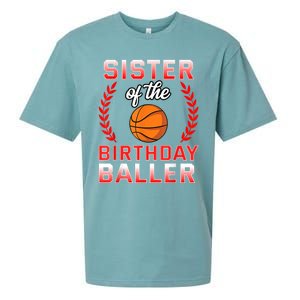 Sister Of The Birthday Boy Basketball Bday Celebration Sueded Cloud Jersey T-Shirt