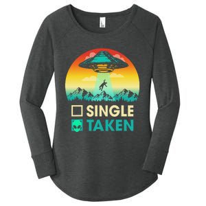 Single Or Taken Funny Alien UFO Valentine's Day Women's Perfect Tri Tunic Long Sleeve Shirt