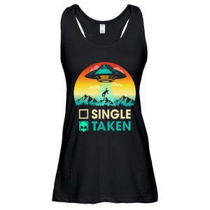 Single Or Taken Funny Alien UFO Valentine's Day Ladies Essential Flowy Tank