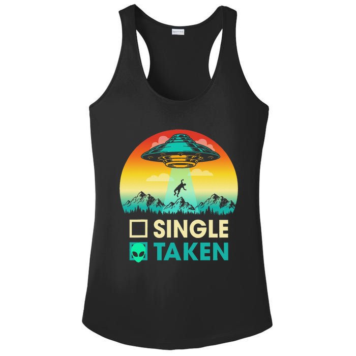 Single Or Taken Funny Alien UFO Valentine's Day Ladies PosiCharge Competitor Racerback Tank