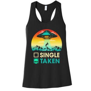 Single Or Taken Funny Alien UFO Valentine's Day Women's Racerback Tank