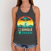 Single Or Taken Funny Alien UFO Valentine's Day Women's Knotted Racerback Tank