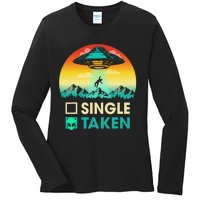 Single Or Taken Funny Alien UFO Valentine's Day Ladies Long Sleeve Shirt