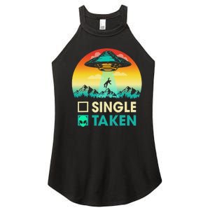 Single Or Taken Funny Alien UFO Valentine's Day Women's Perfect Tri Rocker Tank