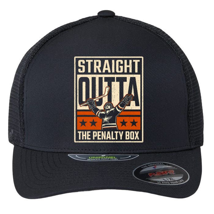 Straight Outta The Penalty Box Funny Hockey Player Fan Lover Flexfit Unipanel Trucker Cap