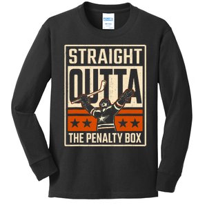 Straight Outta The Penalty Box Funny Hockey Player Fan Lover Kids Long Sleeve Shirt