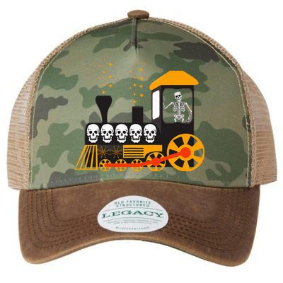 Skeleton On Train Halloween Transportation Funny Legacy Tie Dye Trucker Hat