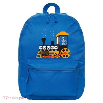 Skeleton On Train Halloween Transportation Funny 16 in Basic Backpack