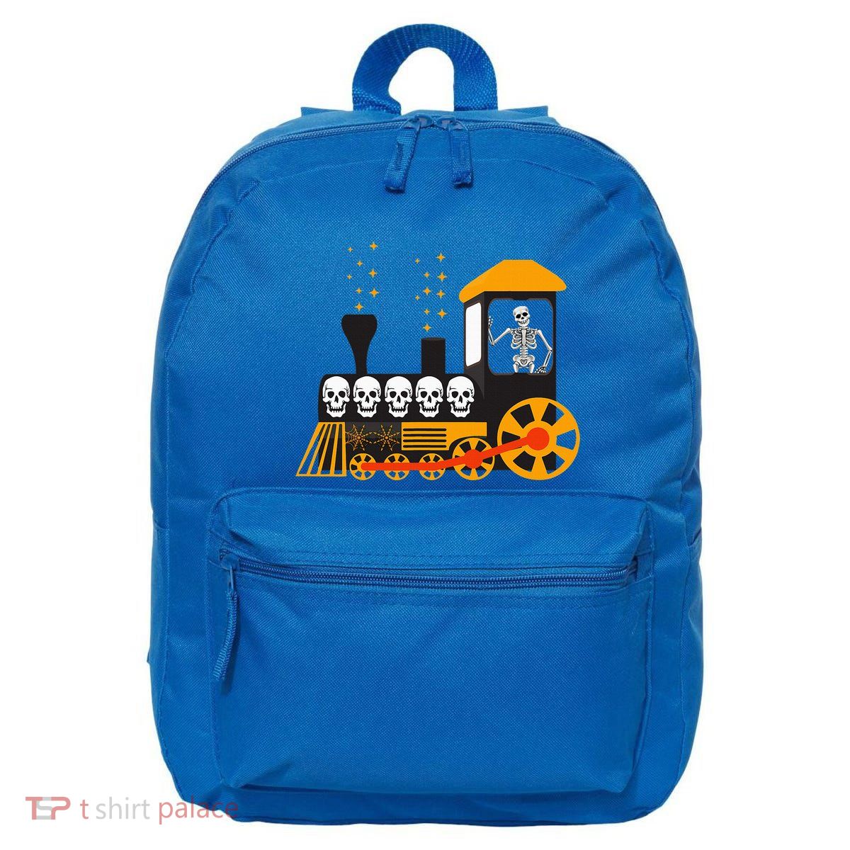Skeleton On Train Halloween Transportation Funny 16 in Basic Backpack