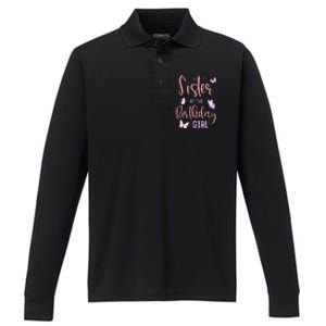 Sister of The Birthday Butterfly Party Matching Family Performance Long Sleeve Polo