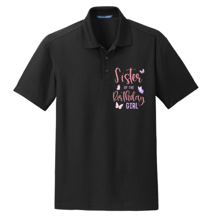 Sister of The Birthday Butterfly Party Matching Family Dry Zone Grid Polo