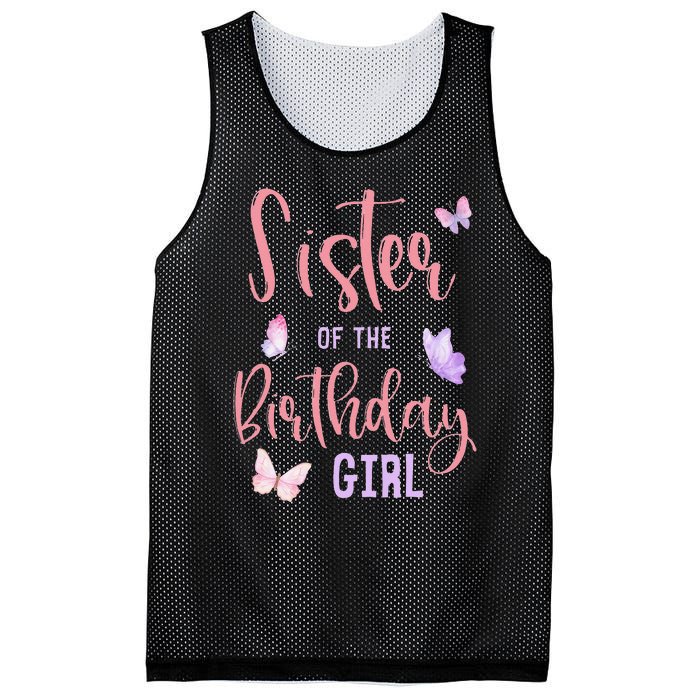 Sister of The Birthday Butterfly Party Matching Family Mesh Reversible Basketball Jersey Tank