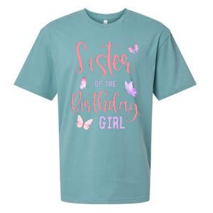 Sister of The Birthday Butterfly Party Matching Family Sueded Cloud Jersey T-Shirt