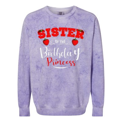 Sister Of The Birthday Princess Strawberry Theme Bday Party Colorblast Crewneck Sweatshirt