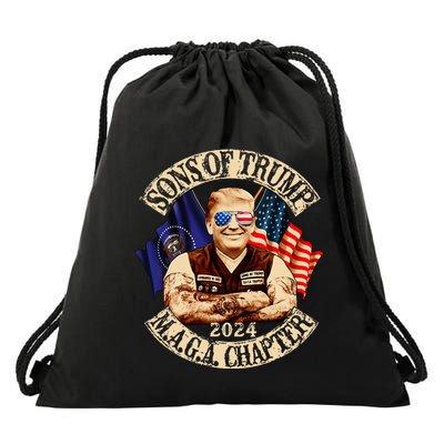 Sons Of Trump Maga Chapter 2024 Funny Drawstring Bag