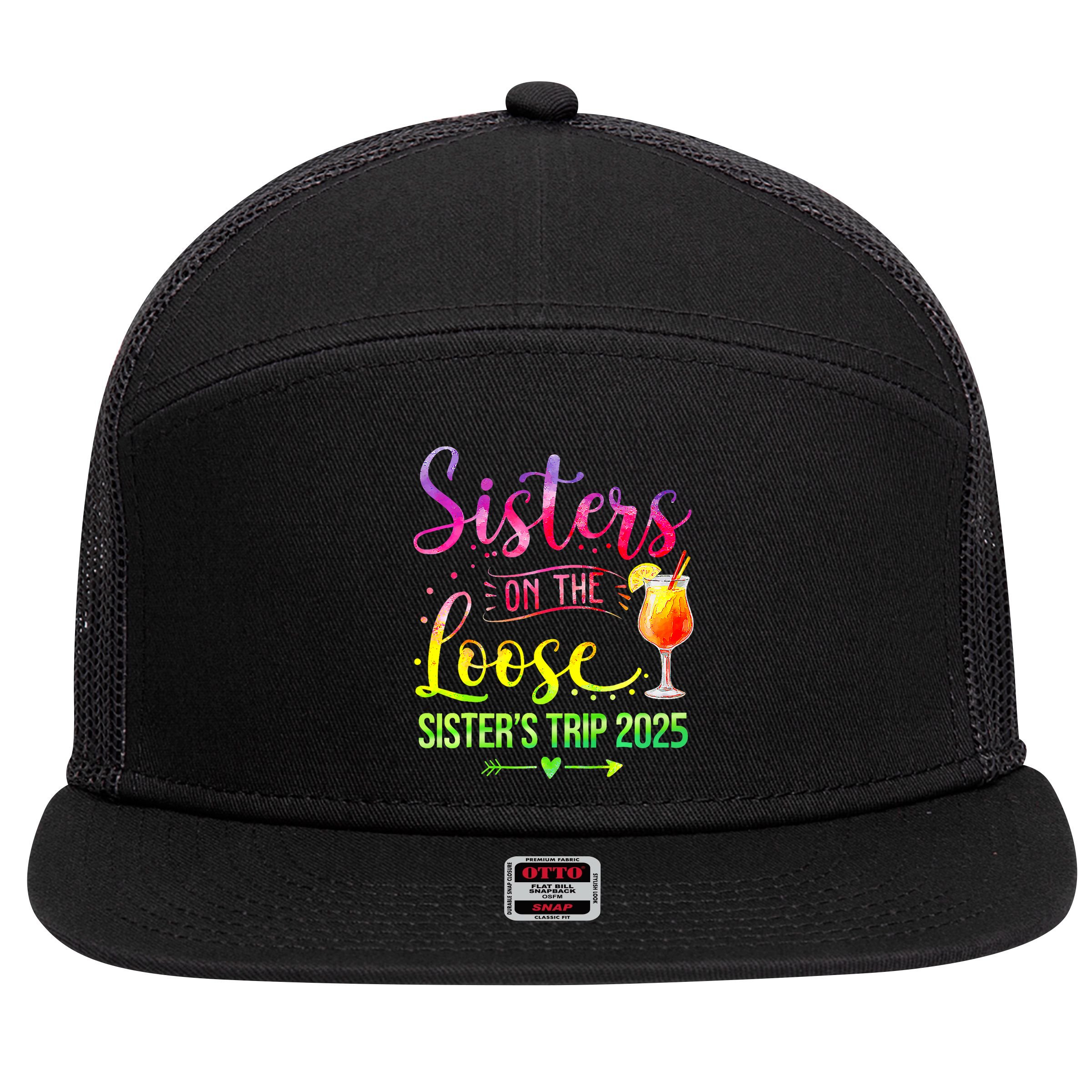 Sisters On The Loose Tie Dye SisterS Weekend Trip 2025 7 Panel Mesh Trucker Snapback Hat