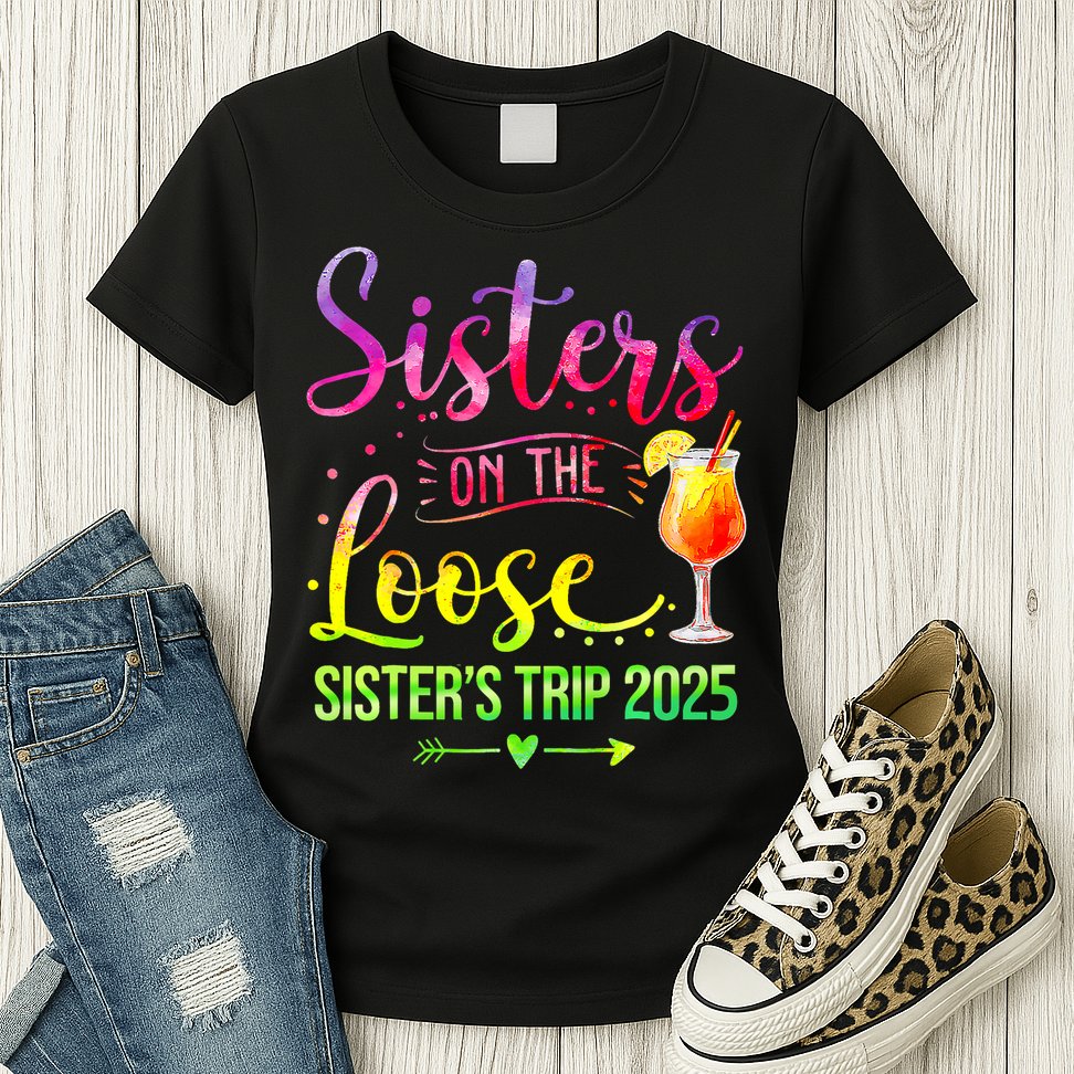 Sisters On The Loose Tie Dye SisterS Weekend Trip 2025 Womens T-Shirt
