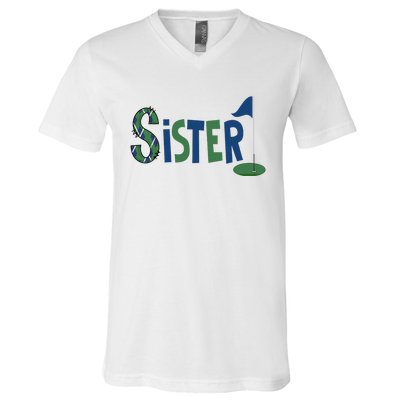 Sister Of The Birthday Boy Hole In One Golf Sport Matching V-Neck T-Shirt