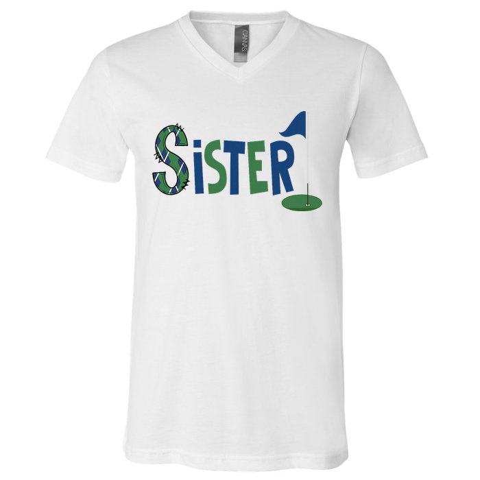 Sister Of The Birthday Boy Hole In One Golf Sport Matching V-Neck T-Shirt