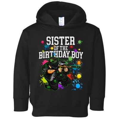 Sister Of The Birthday Boy Paintball Sport Matching Family Toddler Hoodie