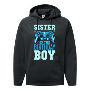 Sister of the Birthday Matching Video Game Birthday Gift Performance Fleece Hoodie