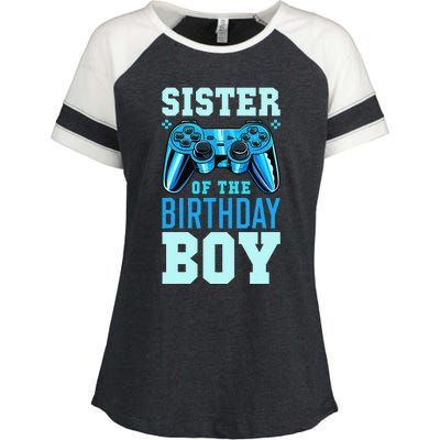 Sister of the Birthday Matching Video Game Birthday Gift Enza Ladies Jersey Colorblock Tee