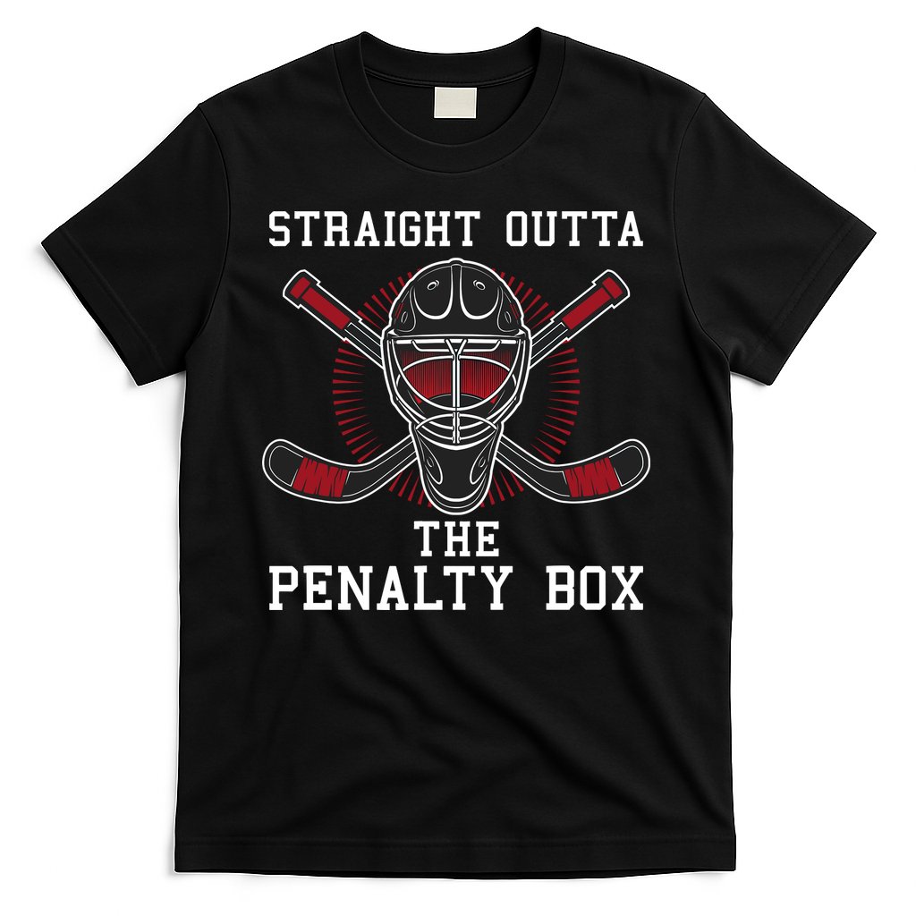 Straight Outta The Penalty Box Funny Goalie Ice Hockey T-Shirt