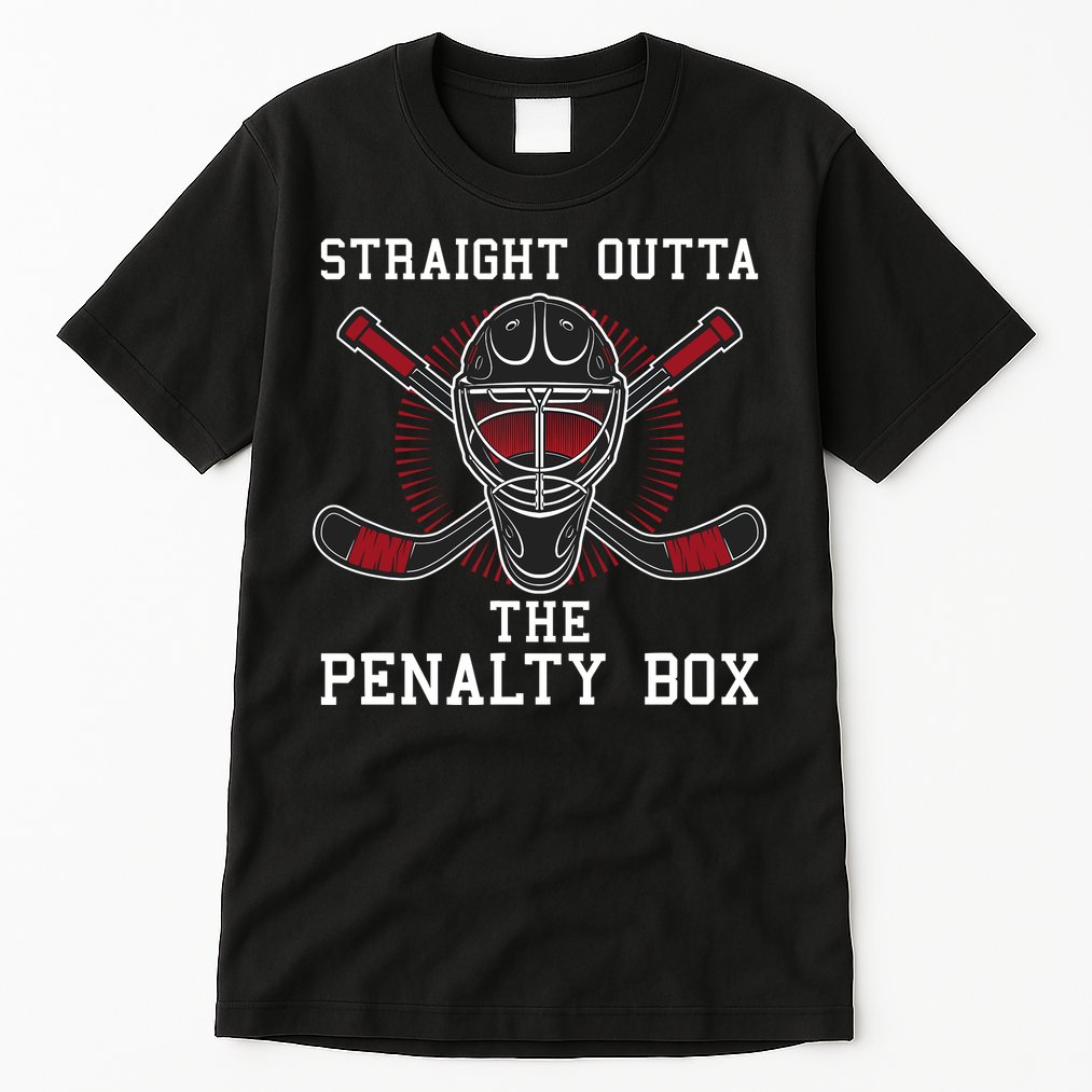 Straight Outta The Penalty Box Funny Goalie Ice Hockey Tall T-Shirt