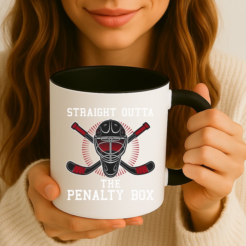 Straight Outta The Penalty Box Funny Goalie Ice Hockey Mug