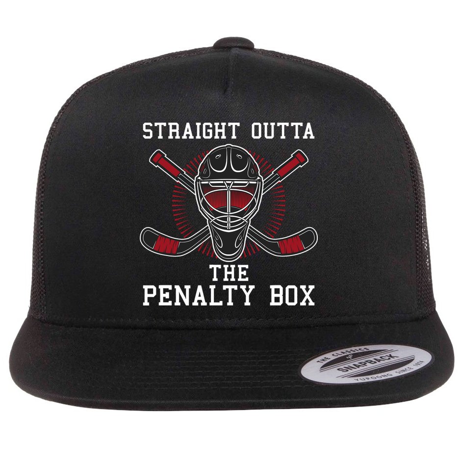 Straight Outta The Penalty Box Funny Goalie Ice Hockey Flat Bill Trucker Hat