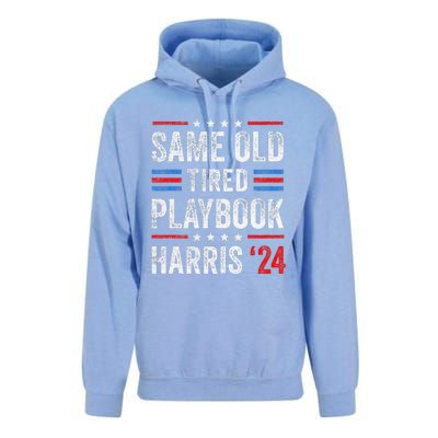 Same Old Tired Playbook Funny Sarcastic Election 2024 Saying Unisex Surf Hoodie