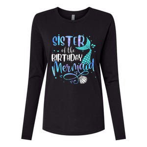 Sister Of The Birthday Mermaid Family Matching Party Squad Womens Cotton Relaxed Long Sleeve T-Shirt