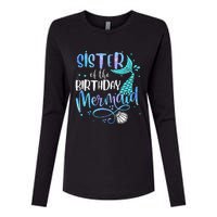 Sister Of The Birthday Mermaid Family Matching Party Squad Womens Cotton Relaxed Long Sleeve T-Shirt