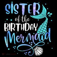 Sister Of The Birthday Mermaid Family Matching Party Squad Drawstring Bag