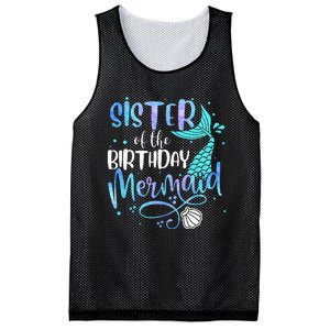 Sister Of The Birthday Mermaid Family Matching Party Squad Mesh Reversible Basketball Jersey Tank