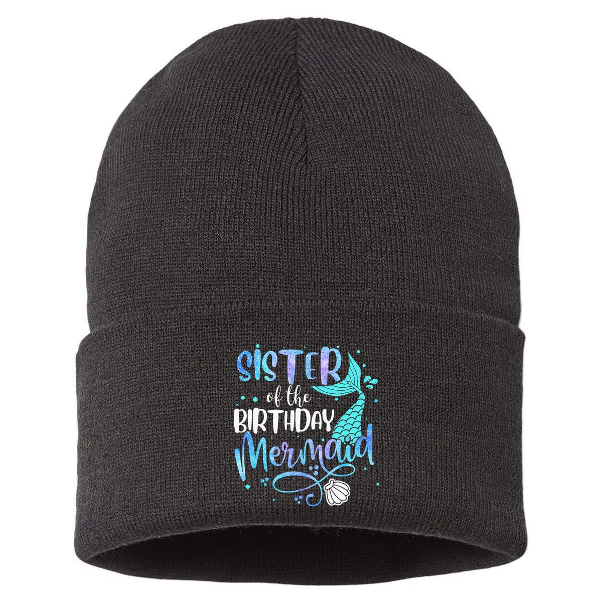 Sister Of The Birthday Mermaid Family Matching Party Squad Sustainable Knit Beanie