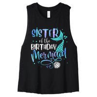 Sister Of The Birthday Mermaid Family Matching Party Squad Women's Racerback Cropped Tank