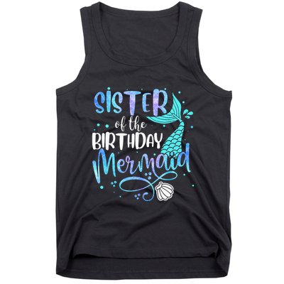 Sister Of The Birthday Mermaid Family Matching Party Squad Tank Top