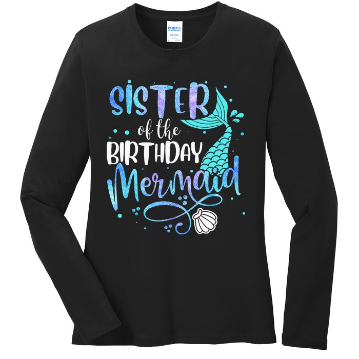 Sister Of The Birthday Mermaid Family Matching Party Squad Ladies Long Sleeve Shirt