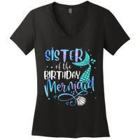 Sister Of The Birthday Mermaid Family Matching Party Squad Women's V-Neck T-Shirt